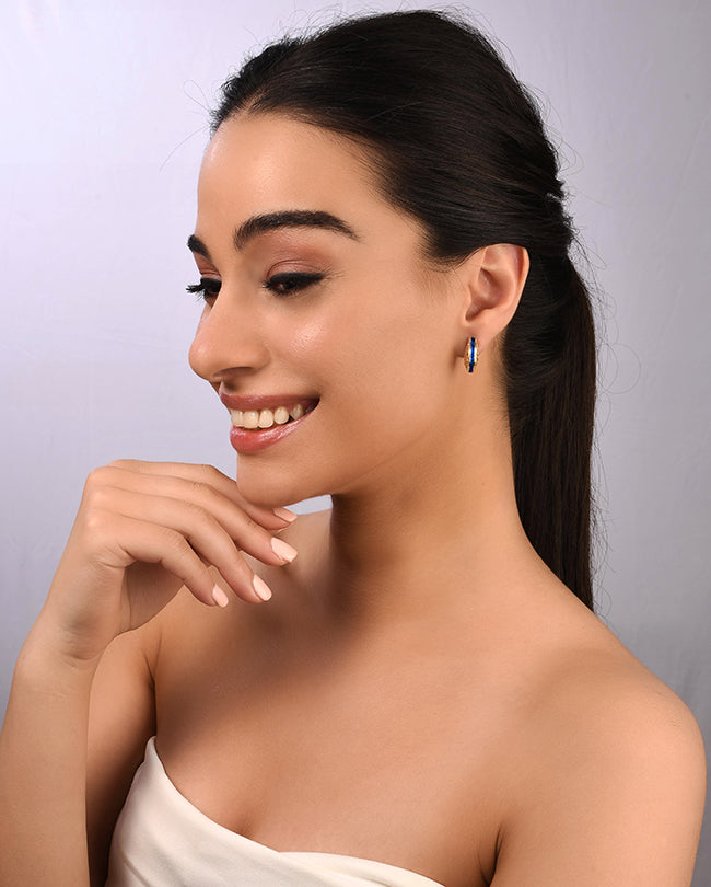 Diamond and Blue sapphire hoops
